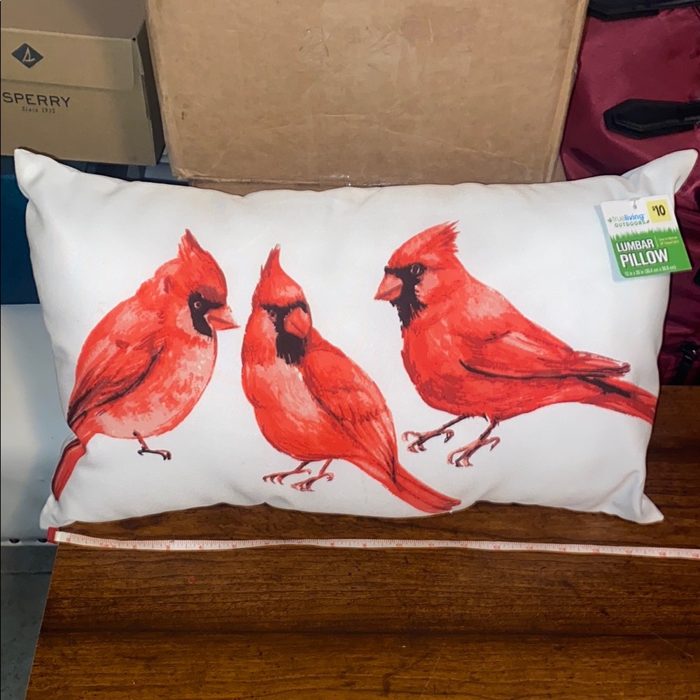 Cardinal Print Lumbar Decorative Pillow